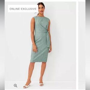 Ann Taylor | The Tie Waist Sheath Dress in Cross Weave Green Size 4P